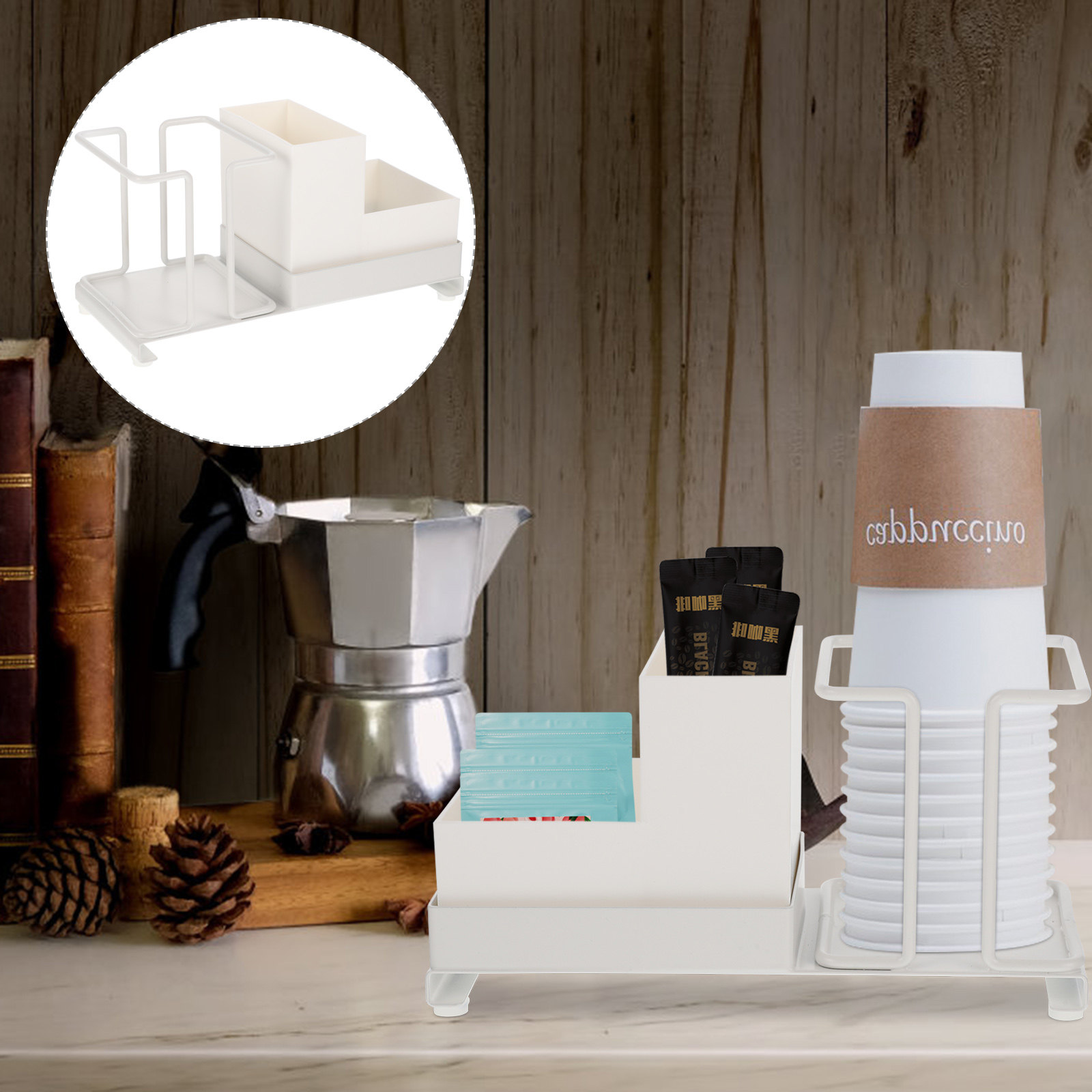 Coffee Tea Uses - Coffee Bar Organizer Cup Rack with
