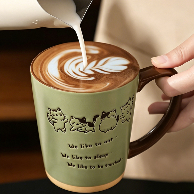 Cute Cat Hand-Painted Ceramic  - Coffee Tea Japan のレビューと価格