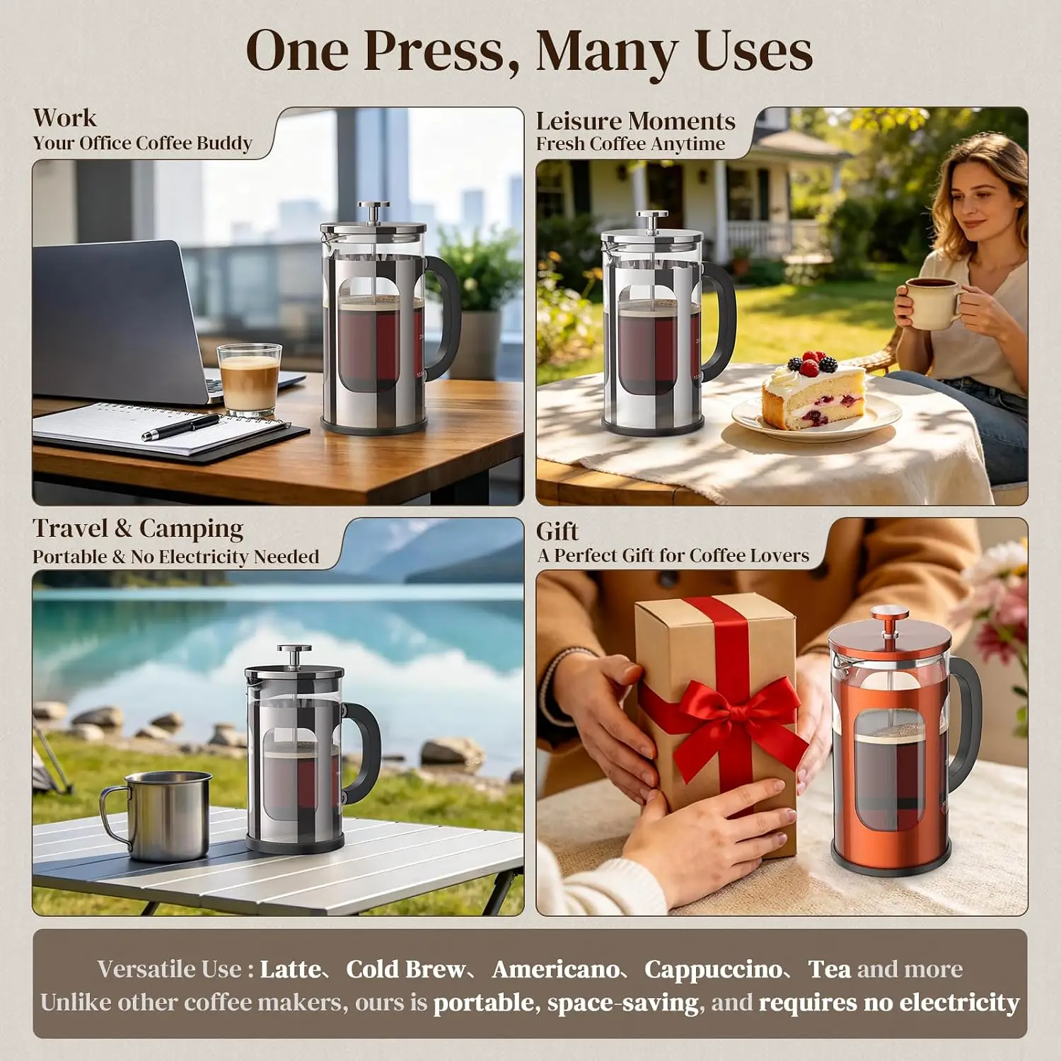 French Press Coffee Maker 34oz - Coffee And Tea Glass のレビューと価格