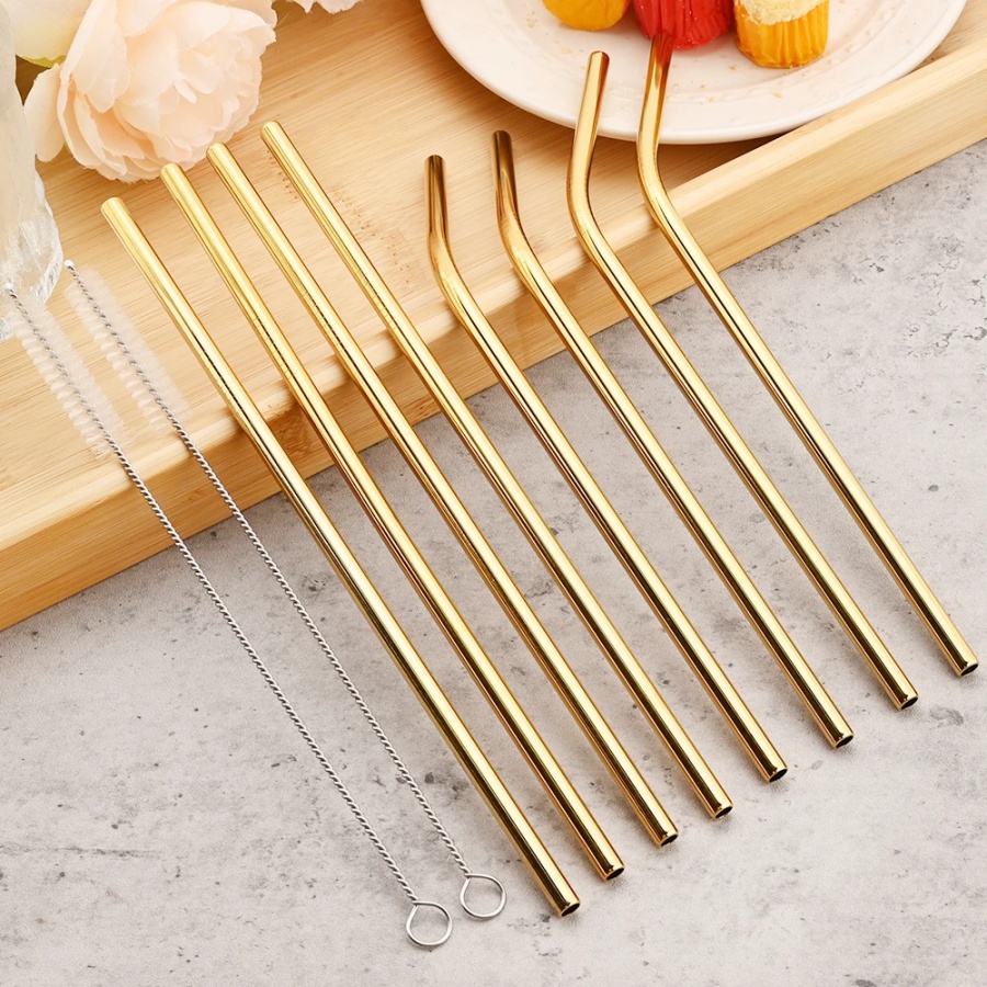 4pcs reusable gold straws milk - Coffee Tea Uses のレビューと価格
