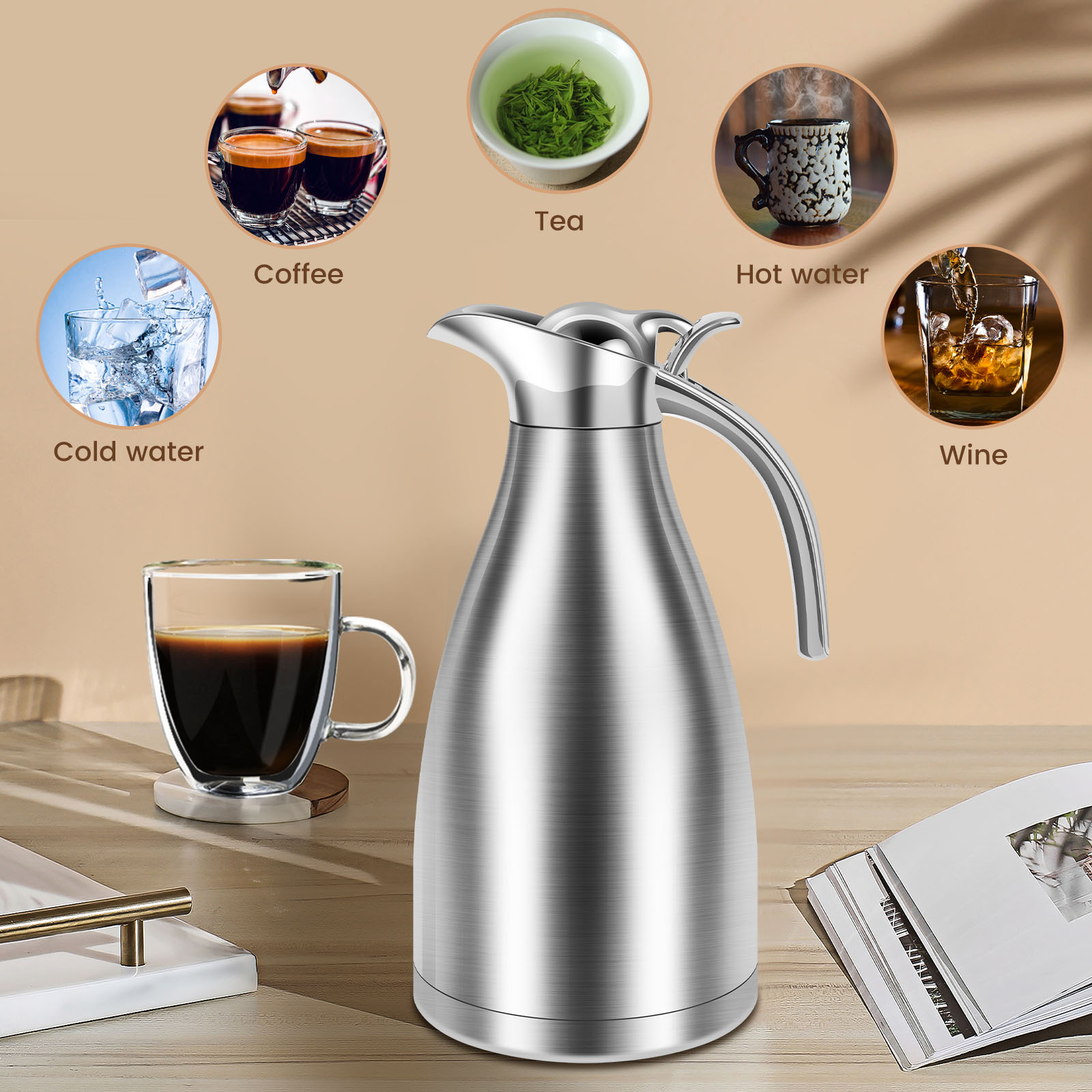 Kitchen Thermal Kettle 2000ml  - Coffee Tea Water Heater のレビューと価格