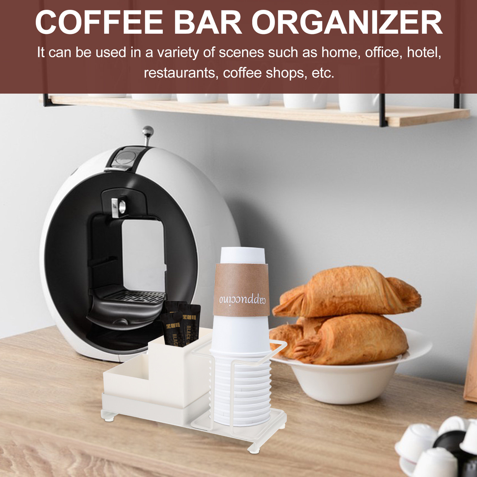 Coffee Bar Organizer Cup Rack  - Coffee Tea Uses のレビューと価格