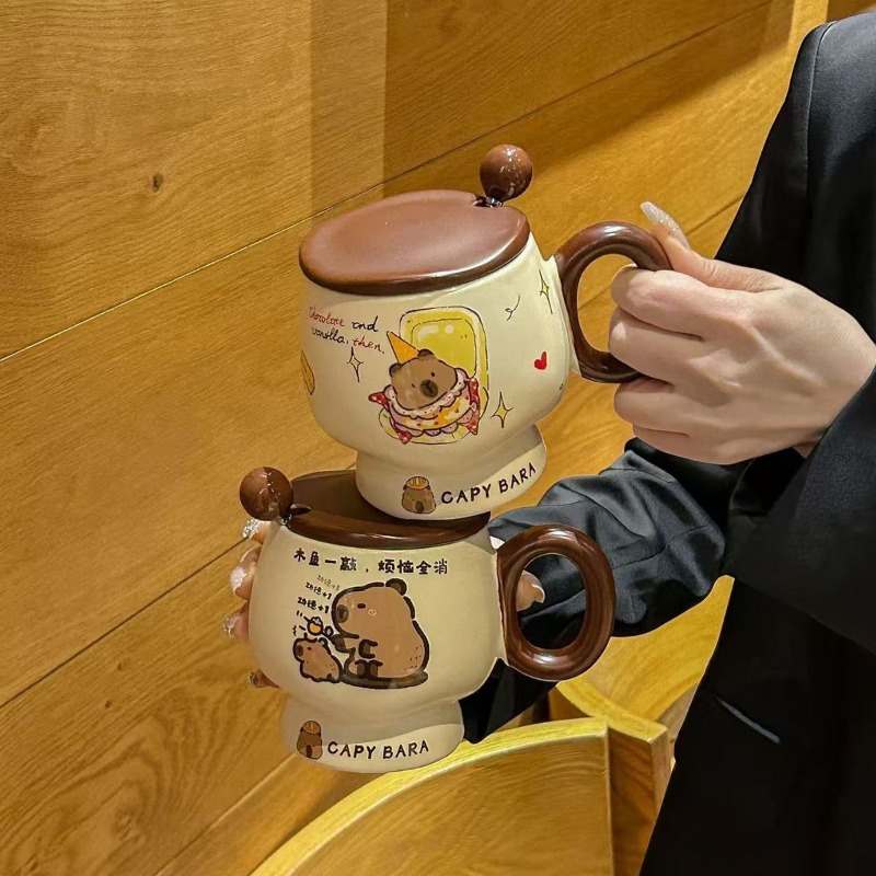 Cute Capybara Ceramic Mug with - Good Coffee Tea のレビューと価格