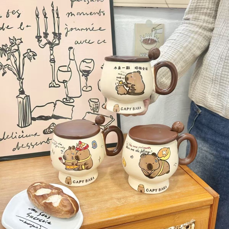 Cute Capybara Ceramic Mug with - Good Coffee Tea のレビューと価格