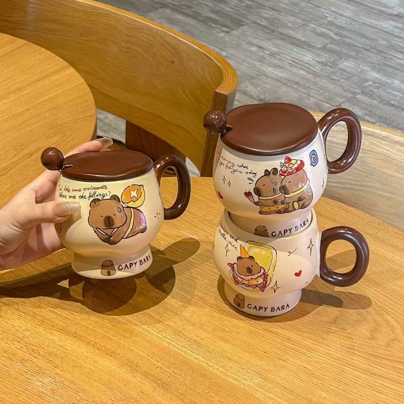 Cute Capybara Ceramic Mug with - Good Coffee Tea のレビューと価格