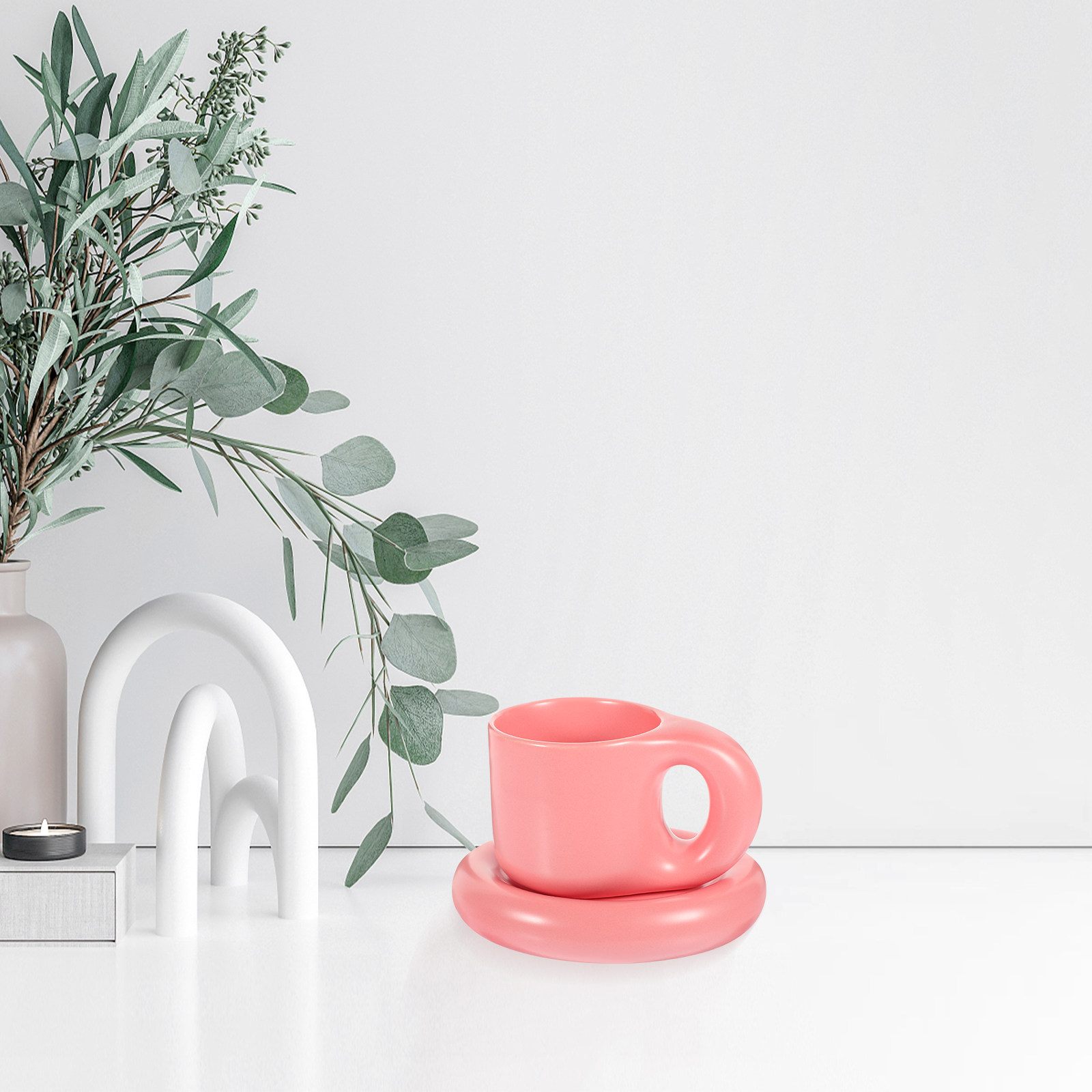 Ceramic Coffee Cup Set with Sa - Coffee Tea Uses のレビューと価格