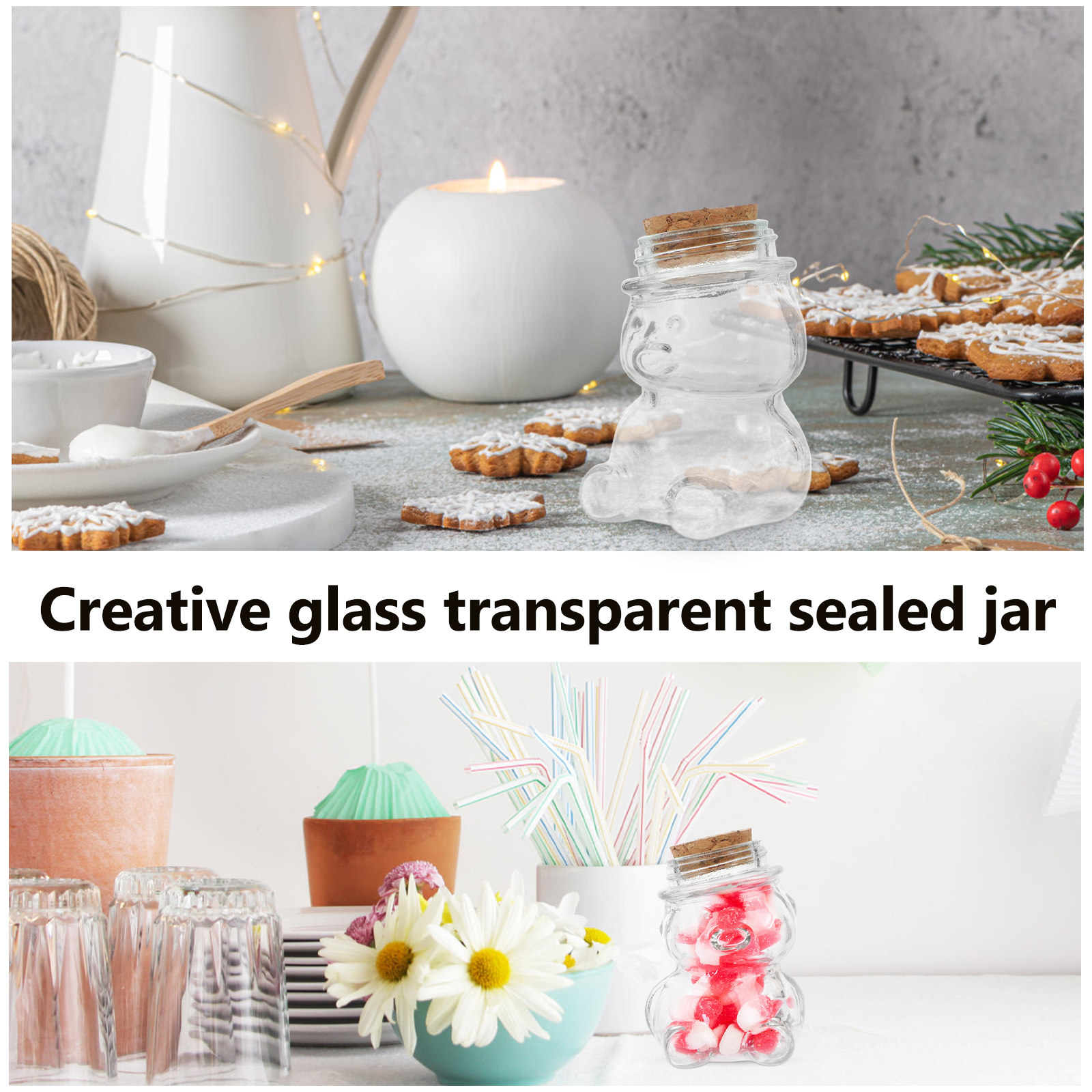 4Pcs Glass Candy Jar Set Trans - Coffee And Tea Glass のレビューと価格