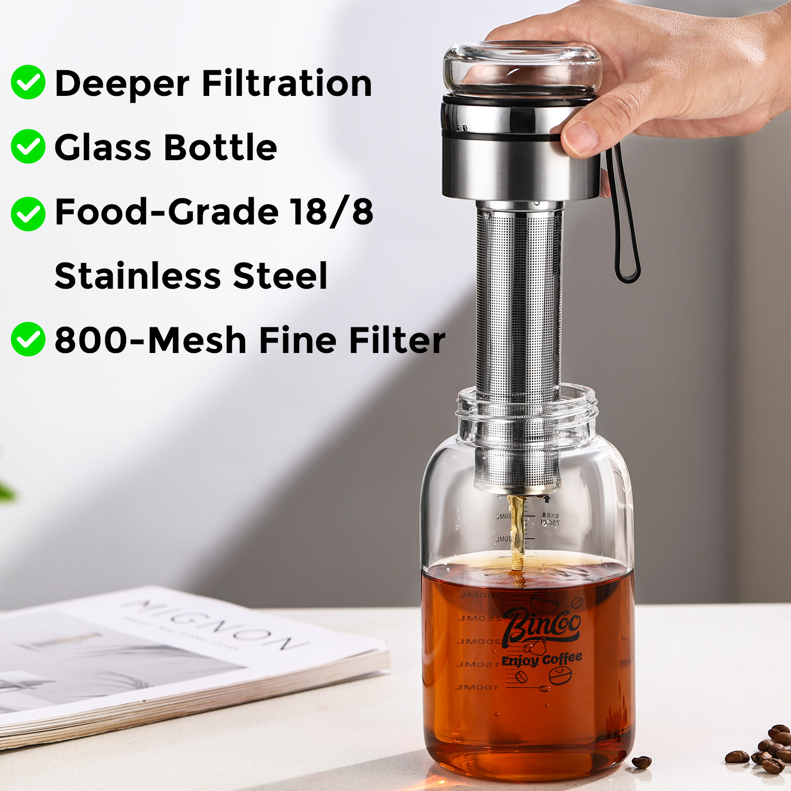 Bincoo Cold Brew Coffee Maker  - Coffee And Tea Glass のレビューと価格